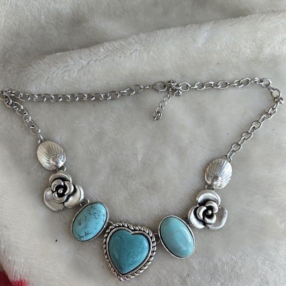 💋12 Turquoise heart rose necklace - Picture 4 of 7